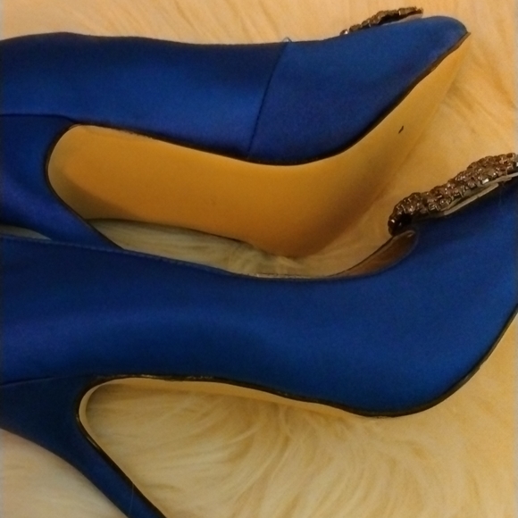 Blue Satin Evening Shoes - Picture 5 of 15
